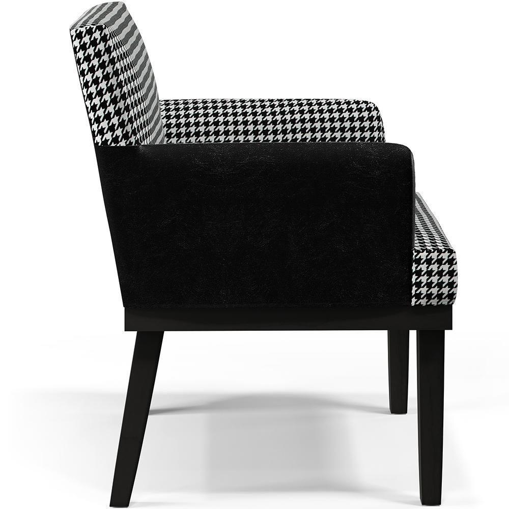 Poltrona Base Preto Suede Pied Poule Couríssimo Preto - 5