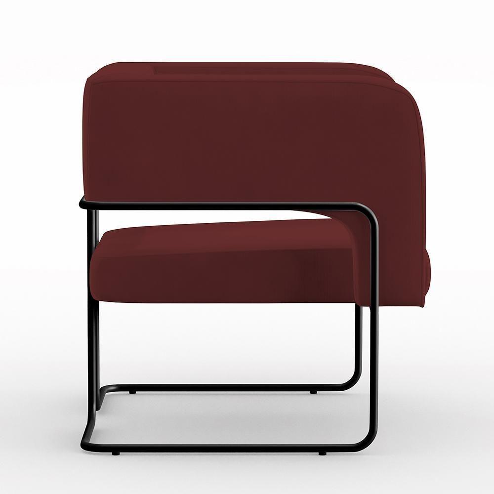 Poltrona Base De Aço Preto Veludo Marsala C-278 - 3