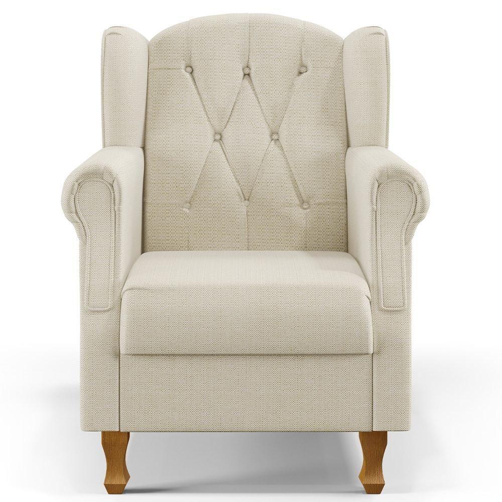Poltrona Com Puff Paris Luis Xv L02 Linho Champagne - 4
