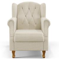 Poltrona Com Puff Paris Luis Xv L02 Linho Champagne