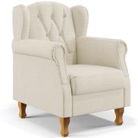 Poltrona Com Puff Paris Luis Xv L02 Linho Champagne - 7