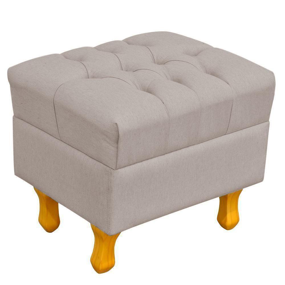 Poltrona Com Puff Paris Luis Xv L02 Linho Bege - 5