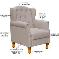 Poltrona Com Puff Paris Luis Xv L02 Linho Bege