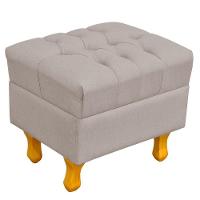 Poltrona Com Puff Paris Luis Xv L02 Linho Bege - 5