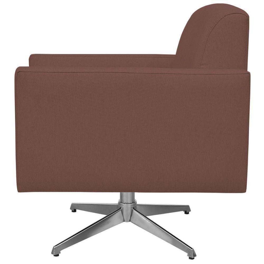 Poltrona Com Base Giratória Para Sala De Estar Suede Rosê - 2