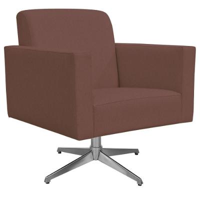 Poltrona Com Base Giratória Para Sala De Estar Suede Rosê