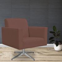 Poltrona Com Base Giratória Para Sala De Estar Suede Rosê - 7