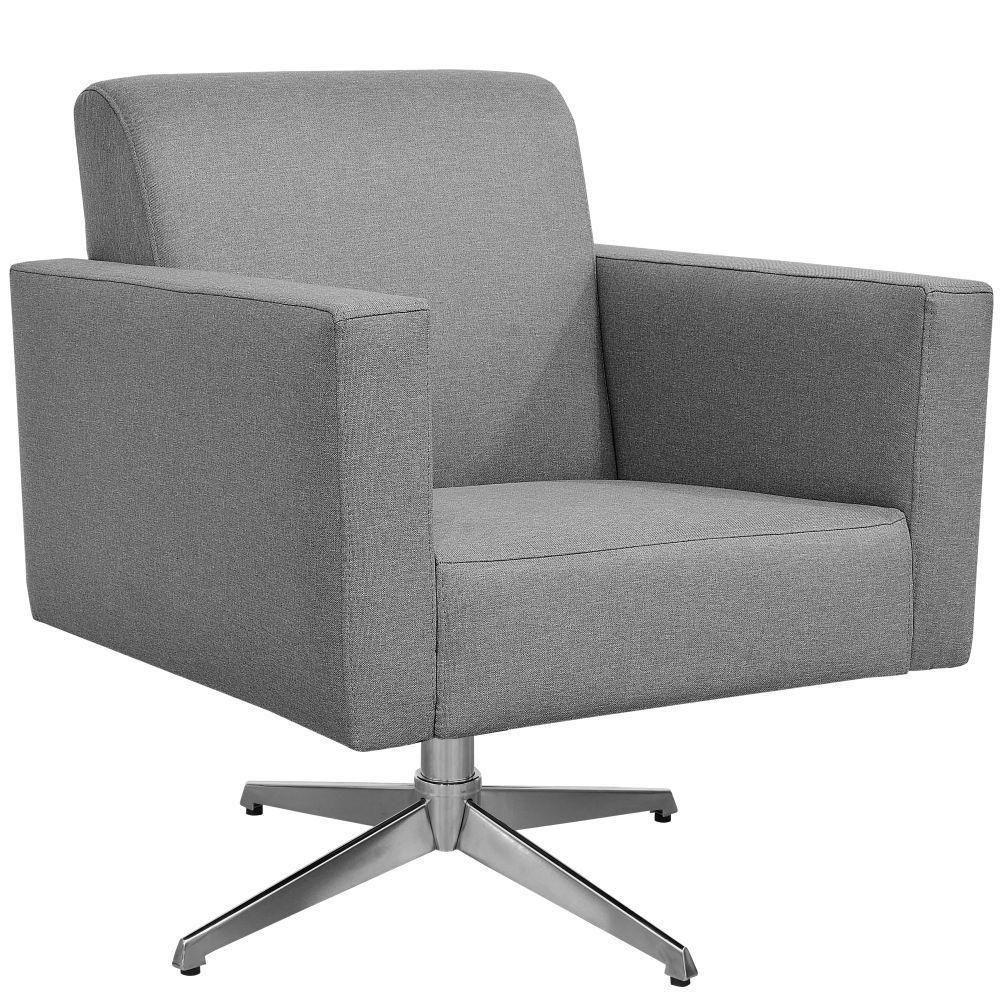 Poltrona Com Base Giratória Linho Cinza Escuro - 1