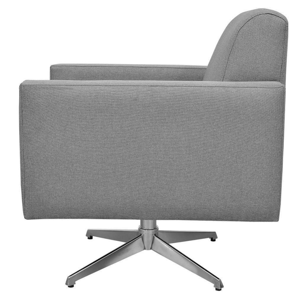 Poltrona Com Base Giratória Linho Cinza Escuro - 3
