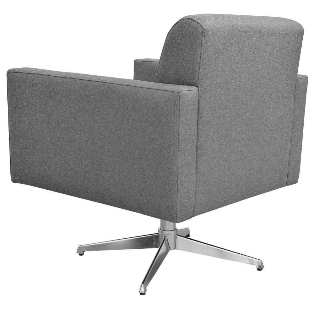 Poltrona Com Base Giratória Linho Cinza Escuro - 4