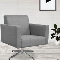 Poltrona Com Base Giratória Linho Cinza Escuro - 7