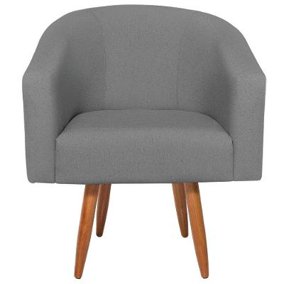 Kit 02 Poltronas Decorativas Sala De Estar Recepção Luiza Pés Palito Suede - Amarena Móveis Cinza