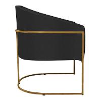 Kit 02 Poltronas Decorativas Luiza Base De Ferro Dourado Suede - Amarena Móveis Preto