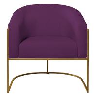 Kit 02 Poltronas Decorativas Luiza Base De Ferro Dourado Suede - Amarena Móveis Roxo - 3