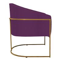 Kit 02 Poltronas Decorativas Luiza Base De Ferro Dourado Suede - Amarena Móveis Roxo