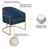 Kit 02 Poltronas Decorativas Luiza Base De Ferro Dourado Suede - Amarena Móveis Azul Marinho - 5