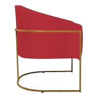 Kit 02 Poltronas Decorativas Luiza Base De Ferro Dourado Suede - Amarena Móveis Vermelho - 5