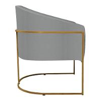 Kit 02 Poltronas Decorativas Luiza Base De Ferro Dourado Suede - Amarena Móveis Cinza