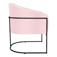 Kit 02 Poltronas Decorativas Luiza Base De Ferro Preto Suede - Amarena Móveis Rosa Bebê