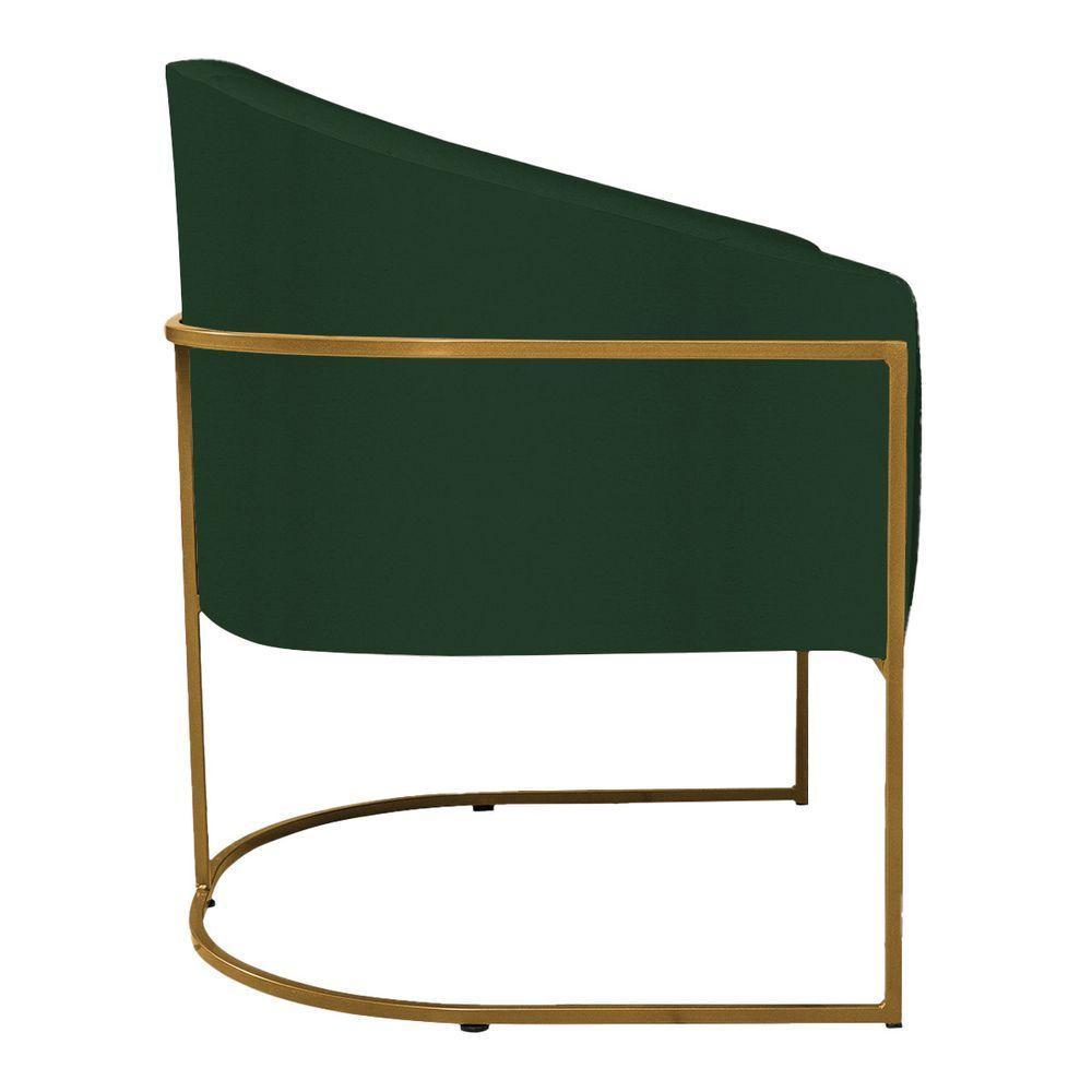 Kit 02 Poltronas Decorativas Luiza Base De Ferro Dourado Suede - Amarena Móveis Verde - 5