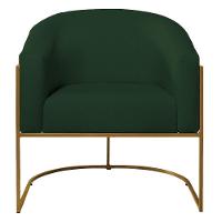 Kit 02 Poltronas Decorativas Luiza Base De Ferro Dourado Suede - Amarena Móveis Verde - 10