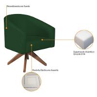 Kit 02 Poltronas Decorativas Luiza Base Giratória De Madeira Suede - Amarena Móveis Verde - 6