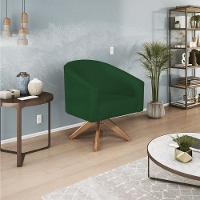Kit 02 Poltronas Decorativas Luiza Base Giratória De Madeira Suede - Amarena Móveis Verde - 8