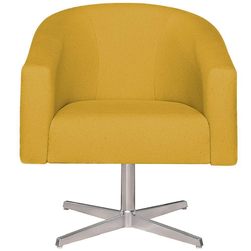 Kit 02 Poltronas Luiza Base Giratória De Metal Suede - Amarena Móveis Amarelo - 3