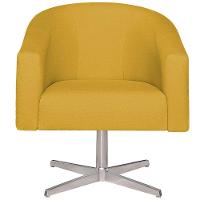 Kit 02 Poltronas Luiza Base Giratória De Metal Suede - Amarena Móveis Amarelo - 3