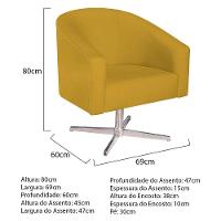 Kit 02 Poltronas Luiza Base Giratória De Metal Suede - Amarena Móveis Amarelo - 6