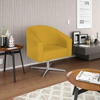 Kit 02 Poltronas Luiza Base Giratória De Metal Suede - Amarena Móveis Amarelo - 7