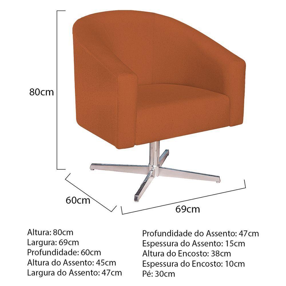 Kit 02 Poltronas Luiza Base Giratória De Metal Suede - Amarena Móveis Terracota - 6