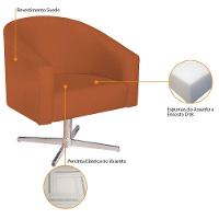 Kit 02 Poltronas Luiza Base Giratória De Metal Suede - Amarena Móveis Terracota - 5