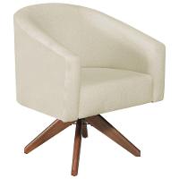 Poltrona Decorativa Luiza Base Giratória De Madeira Suede - Amarena Móveis Bege - 3