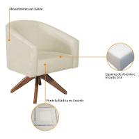Poltrona Decorativa Luiza Base Giratória De Madeira Suede - Amarena Móveis Bege - 5