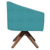 Poltrona Decorativa Luiza Base Giratória De Madeira Suede - Amarena Móveis Azul Turquesa - 5