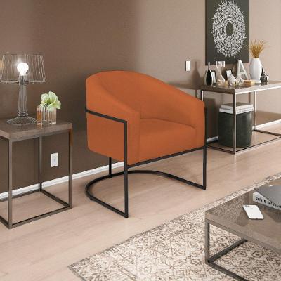 Poltrona Decorativa Luiza Base De Ferro Preto Suede - Doce Sonho Móveis Terracota