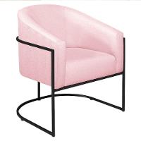 Poltrona Decorativa Luiza Base De Ferro Preto Suede - Doce Sonho Móveis Rosa Bebê - 3