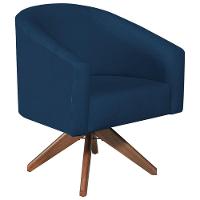 Poltrona Decorativa Luiza Base Giratória De Madeira Suede - Doce Sonho Móveis Azul Marinho - 3