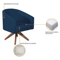 Poltrona Decorativa Luiza Base Giratória De Madeira Suede - Doce Sonho Móveis Azul Marinho - 5