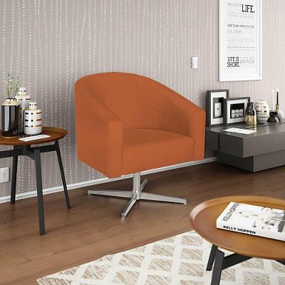 Poltrona Decorativa Luiza Base Giratória De Metal Suede - Doce Sonho Móveis Terracota