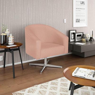 Poltrona Decorativa Luiza Base Giratória De Metal Suede - Doce Sonho Móveis Rosê