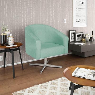 Poltrona Decorativa Luiza Base Giratória De Metal Suede - Doce Sonho Móveis Azul Tiffany
