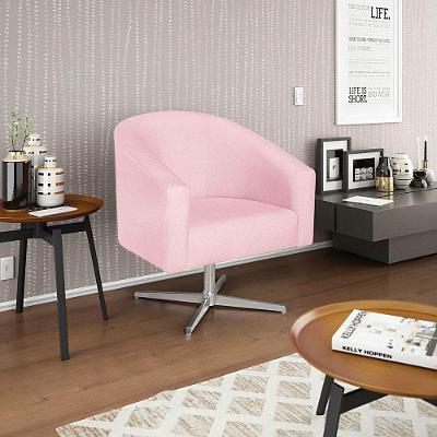 Poltrona Decorativa Luiza Base Giratória De Metal Suede - Doce Sonho Móveis Rosa Bebê