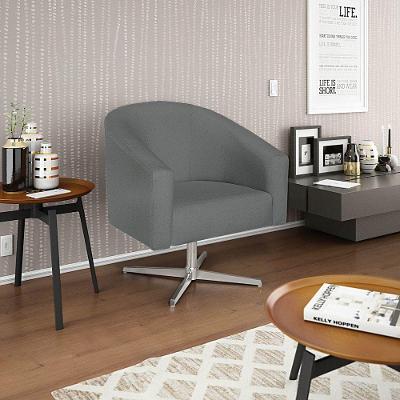 Poltrona Decorativa Luiza Base Giratória De Metal Suede - Doce Sonho Móveis Cinza