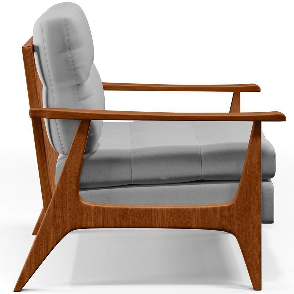 Poltrona Encosto Ripado Emília Linho Cinza - 3