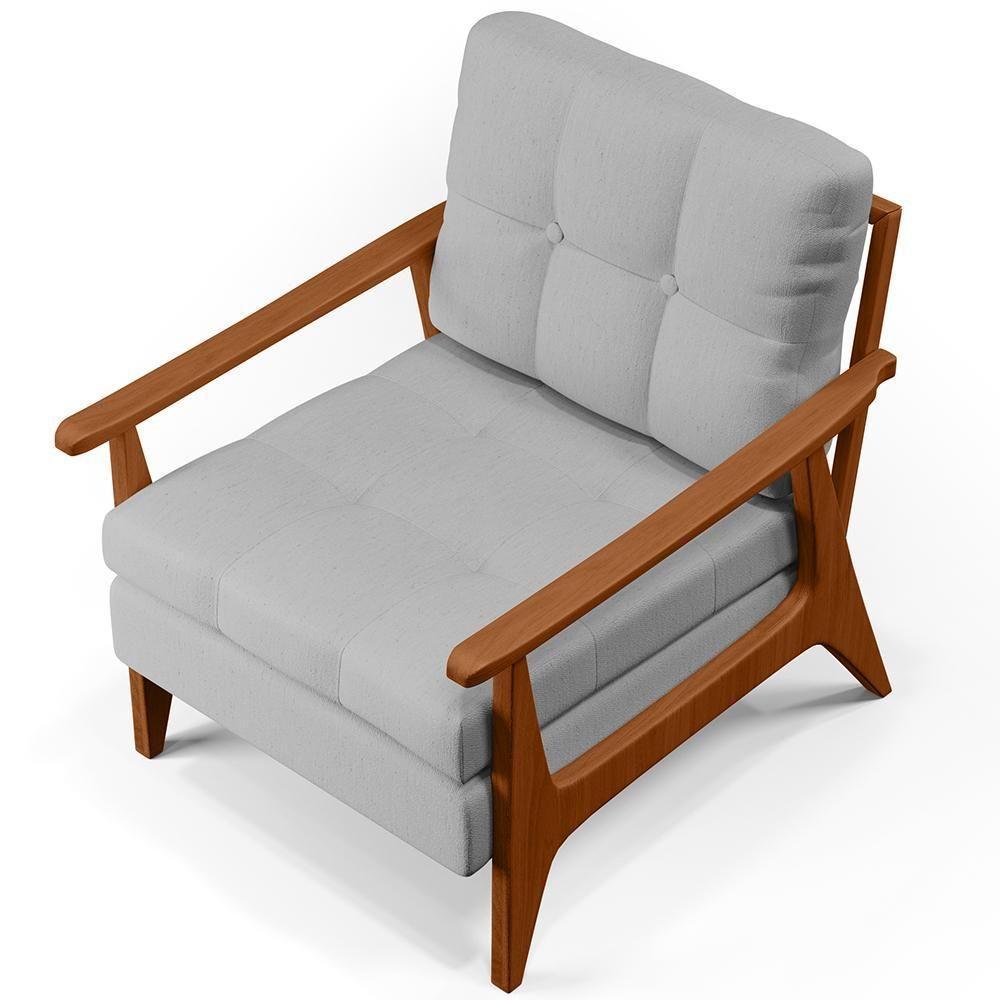 Poltrona Encosto Ripado Emília Linho Cinza - 8