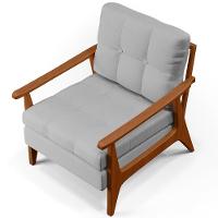 Poltrona Encosto Ripado Emília Linho Cinza - 8