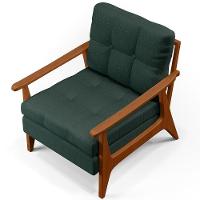 Poltrona Encosto Ripado Emília Linho Verde Musgo - 3