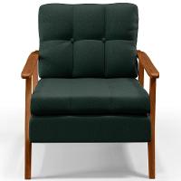 Poltrona Encosto Ripado Emília Linho Verde Musgo - 7